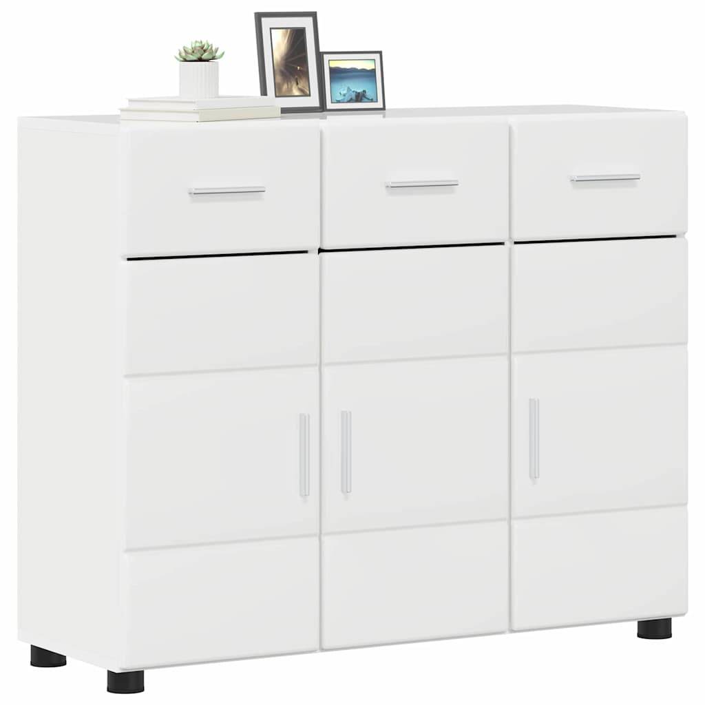 vidaXL Sideboard mit Regal FLORIN Hochglanz Weiß 88,5 x 30,5 x 73 cm