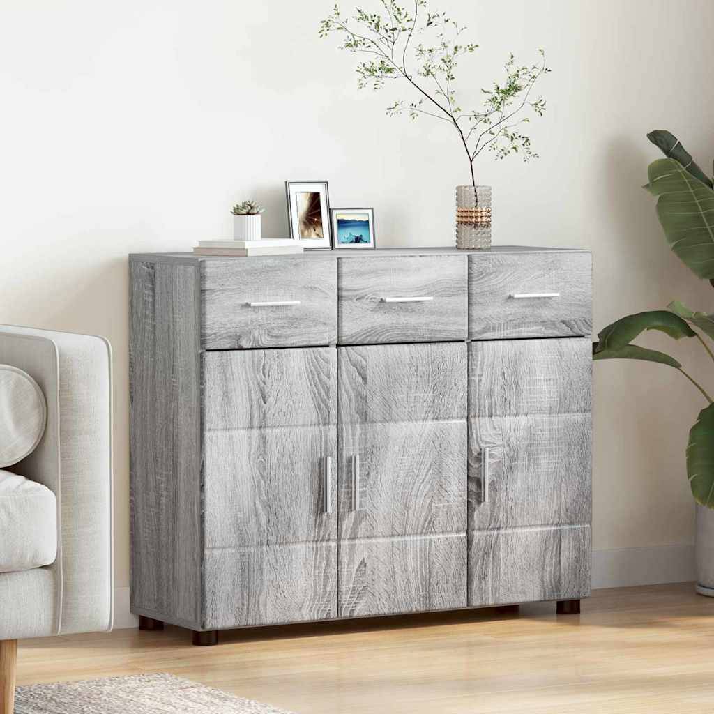 vidaXL Sideboard mit Regal FLORIN Graues Sonoma 88,5 x 30,5 x 73 cm