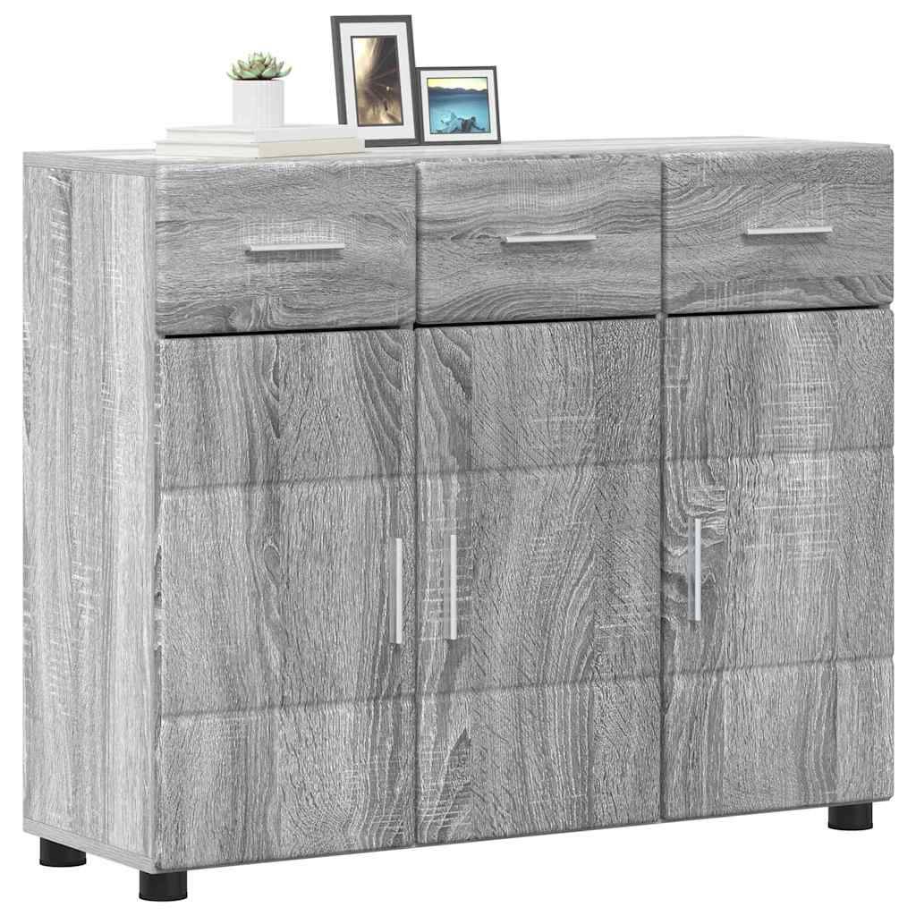 vidaXL Sideboard mit Regal FLORIN Graues Sonoma 88,5 x 30,5 x 73 cm
