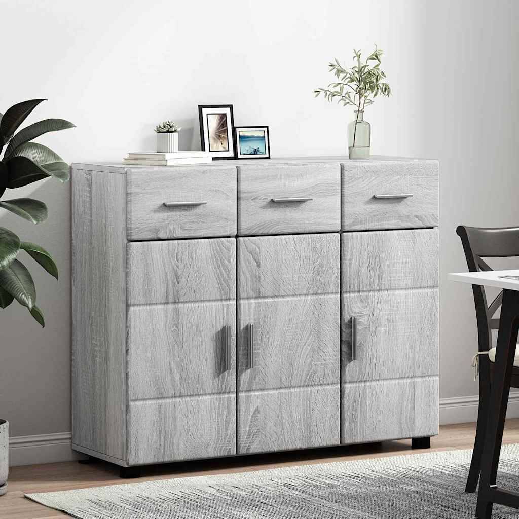 vidaXL Sideboard mit Regal FLORIN Graues Sonoma 88,5 x 30,5 x 73 cm