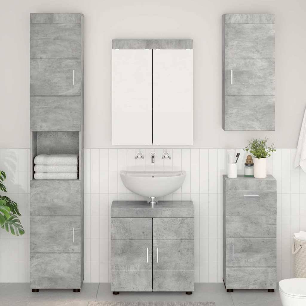 vidaXL Badezimmermöbel-Set TULUM 5 pcs Beton Grau 60 x 34 x 63 cm