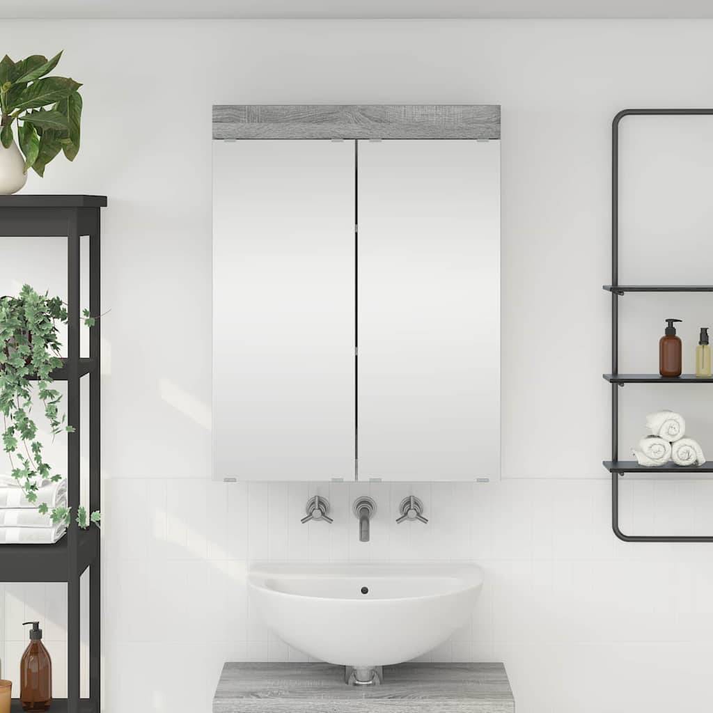 vidaXL Badezimmerspiegelschrank TULUM Graues Sonoma 60 x 16,5 x 78 cm