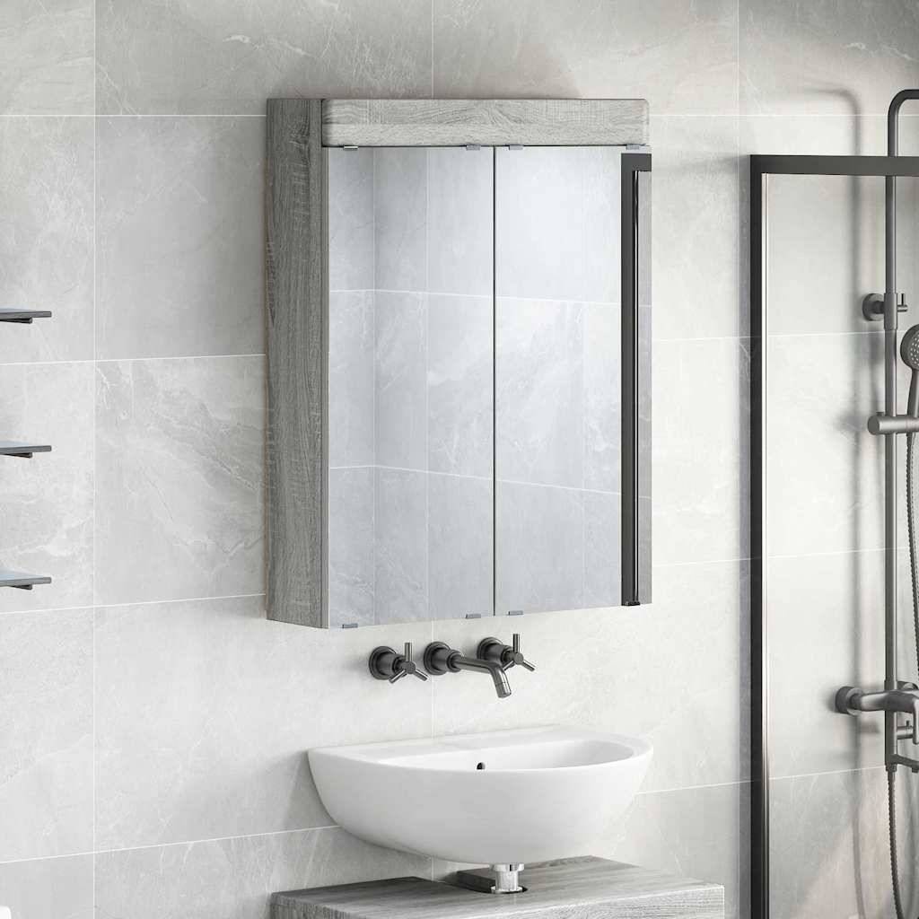 vidaXL Badezimmerspiegelschrank TULUM Graues Sonoma 60 x 16,5 x 78 cm