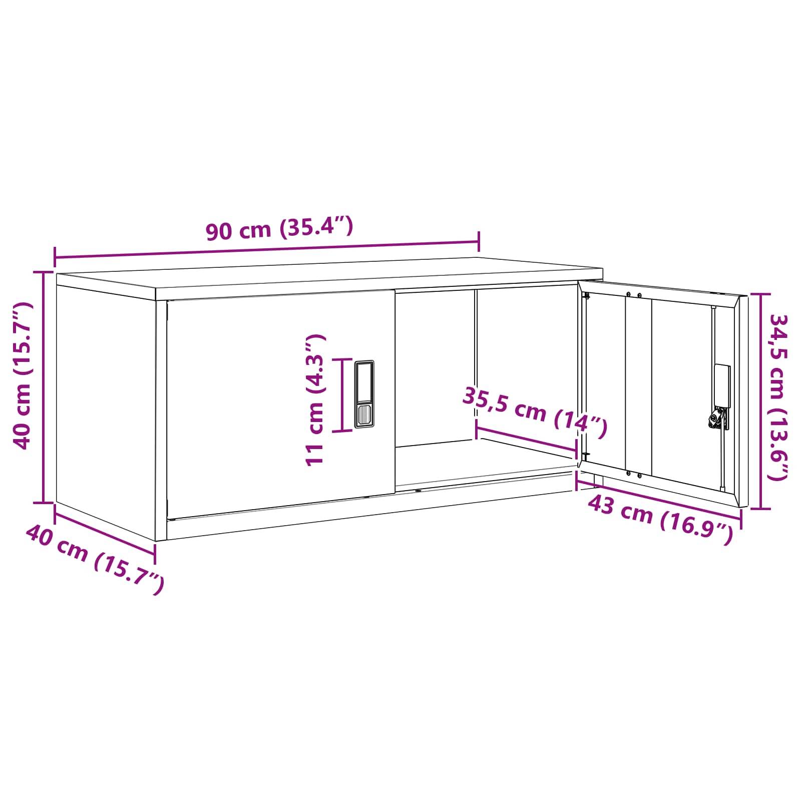 vidaXL Aufbewahrungsschrank Schwarz 90 x 40 x 40 cm Stahl