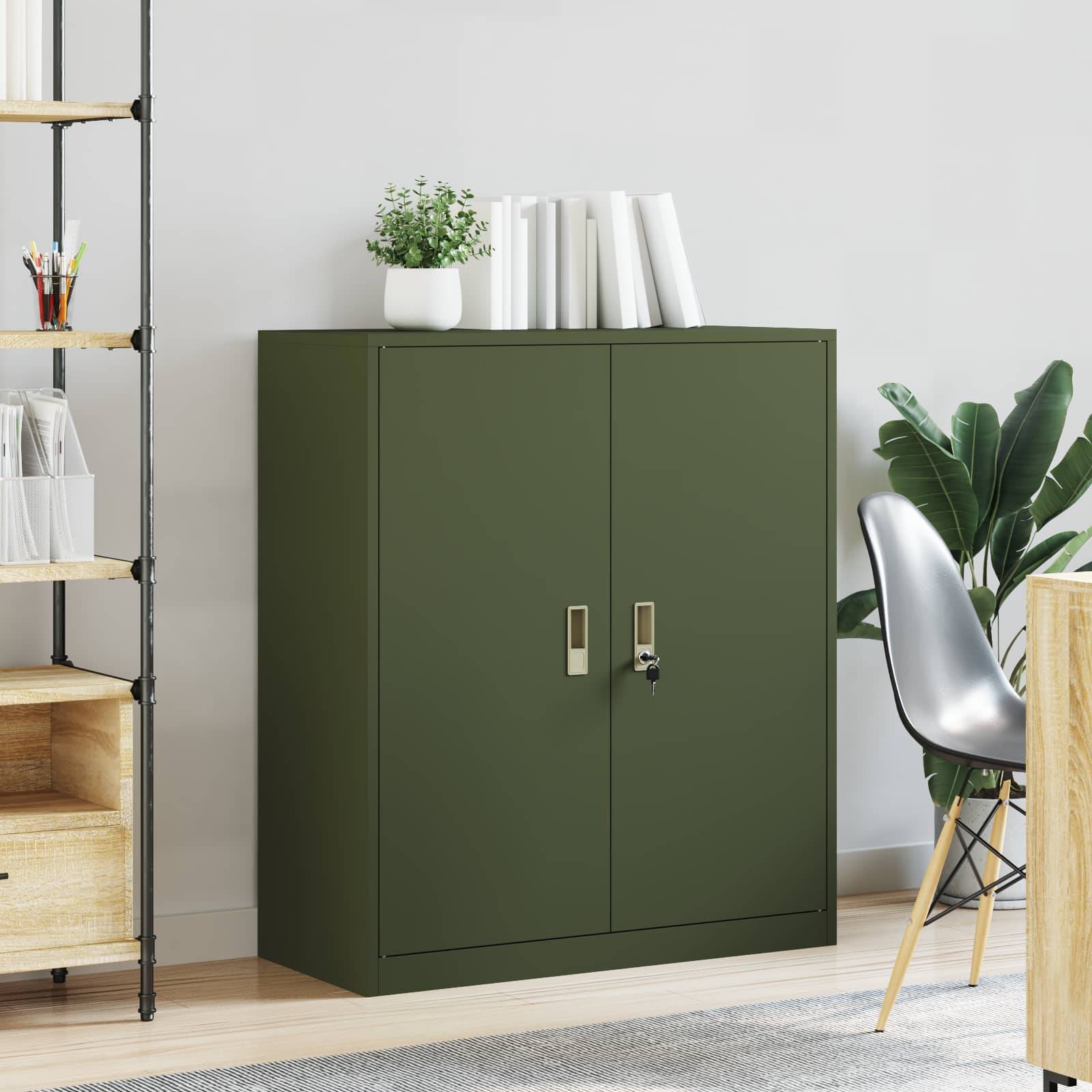 vidaXL Aufbewahrungsschrank Olive Grün 90 x 40 x 105 cm Stahl