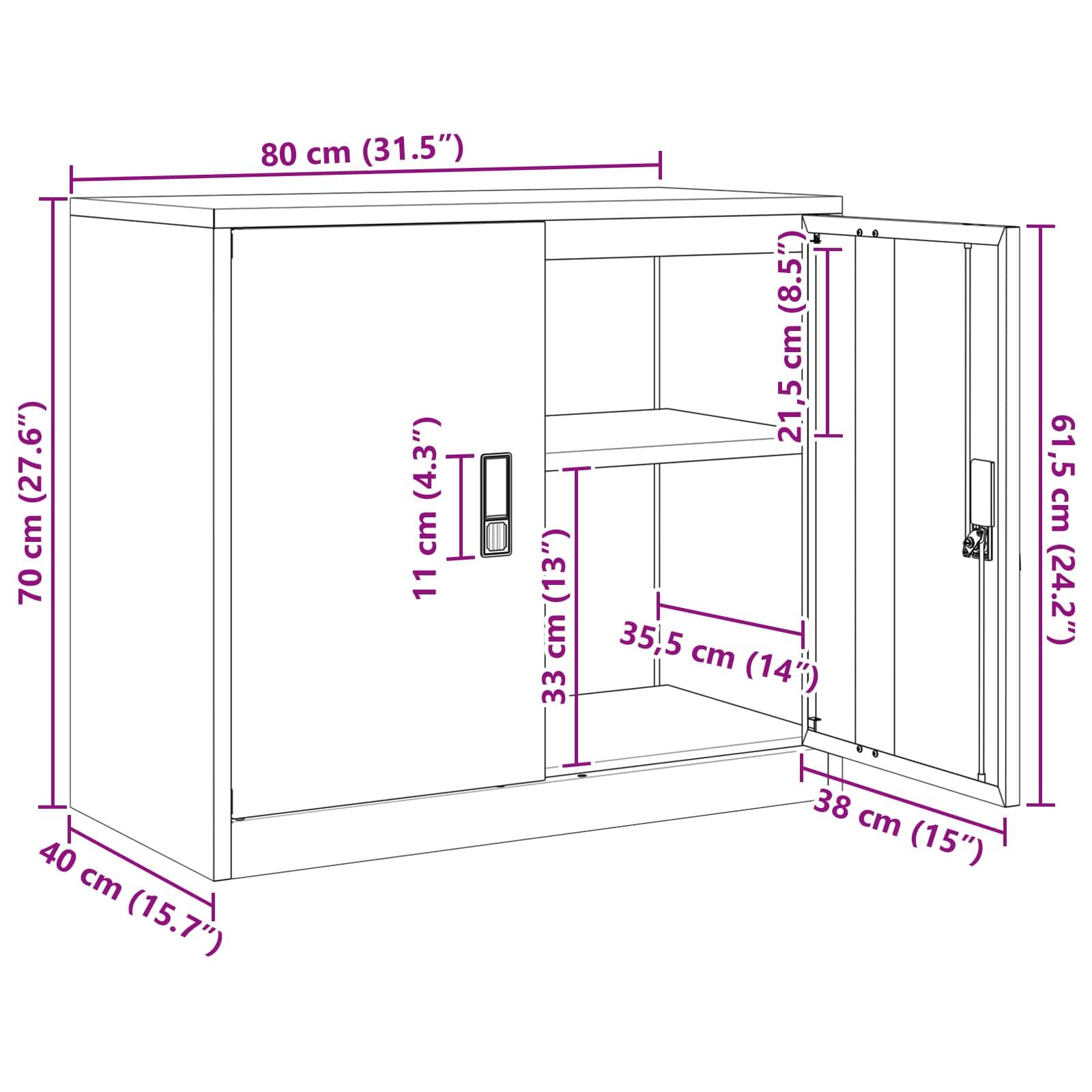 vidaXL Aufbewahrungsschrank Senfgelb 80 x 40 x 70 cm Stahl