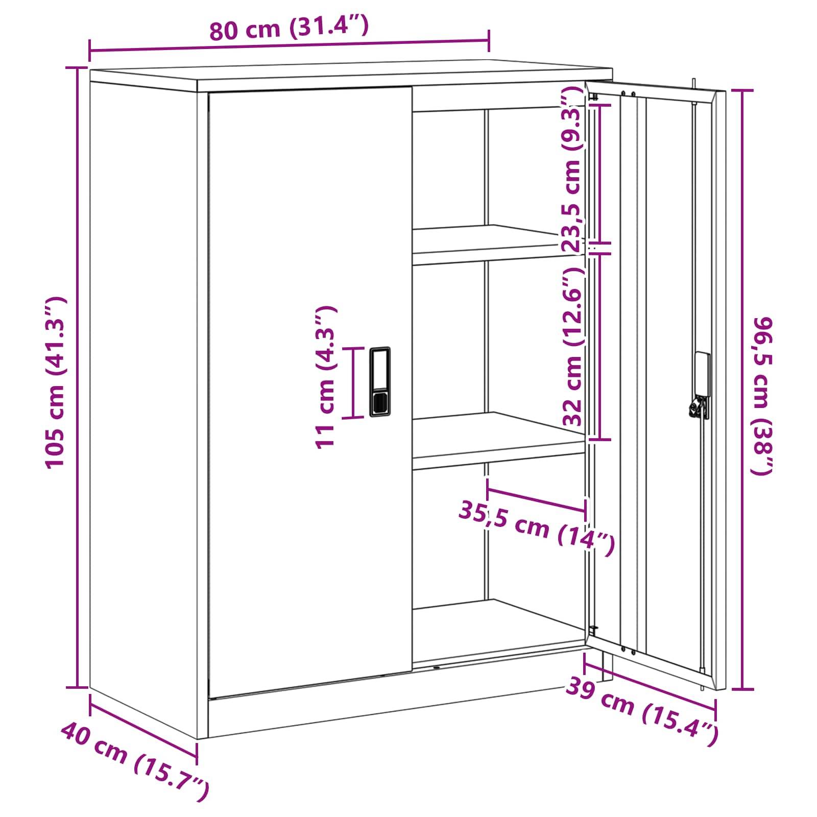 vidaXL Aufbewahrungsschrank Senfgelb 80 x 40 x 105 cm Stahl