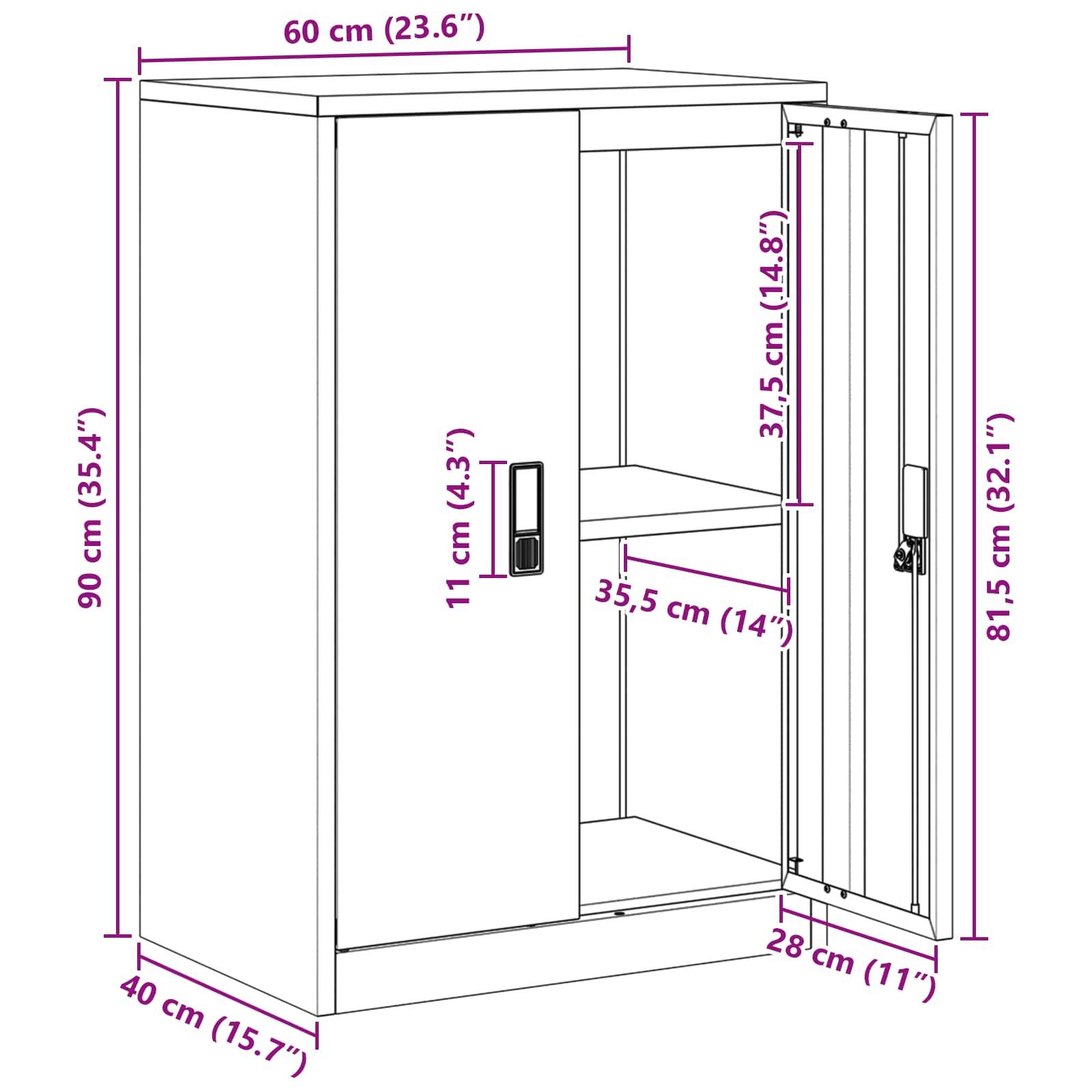 vidaXL Aufbewahrungsschrank Schwarz 60 x 40 x 90 cm Stahl