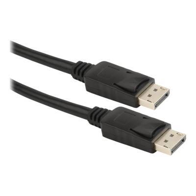 Zwei schwarze DisplayPort-Kabel mit Anschlüssen; verwendet zur Übertragung von Video und Audio von einer Quelle zu einem Anzeigegarät.