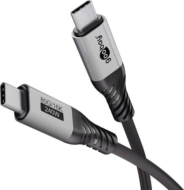 Goobay USB-C -Kabel USB4 Version 2.0 1.5 m schwarz silber