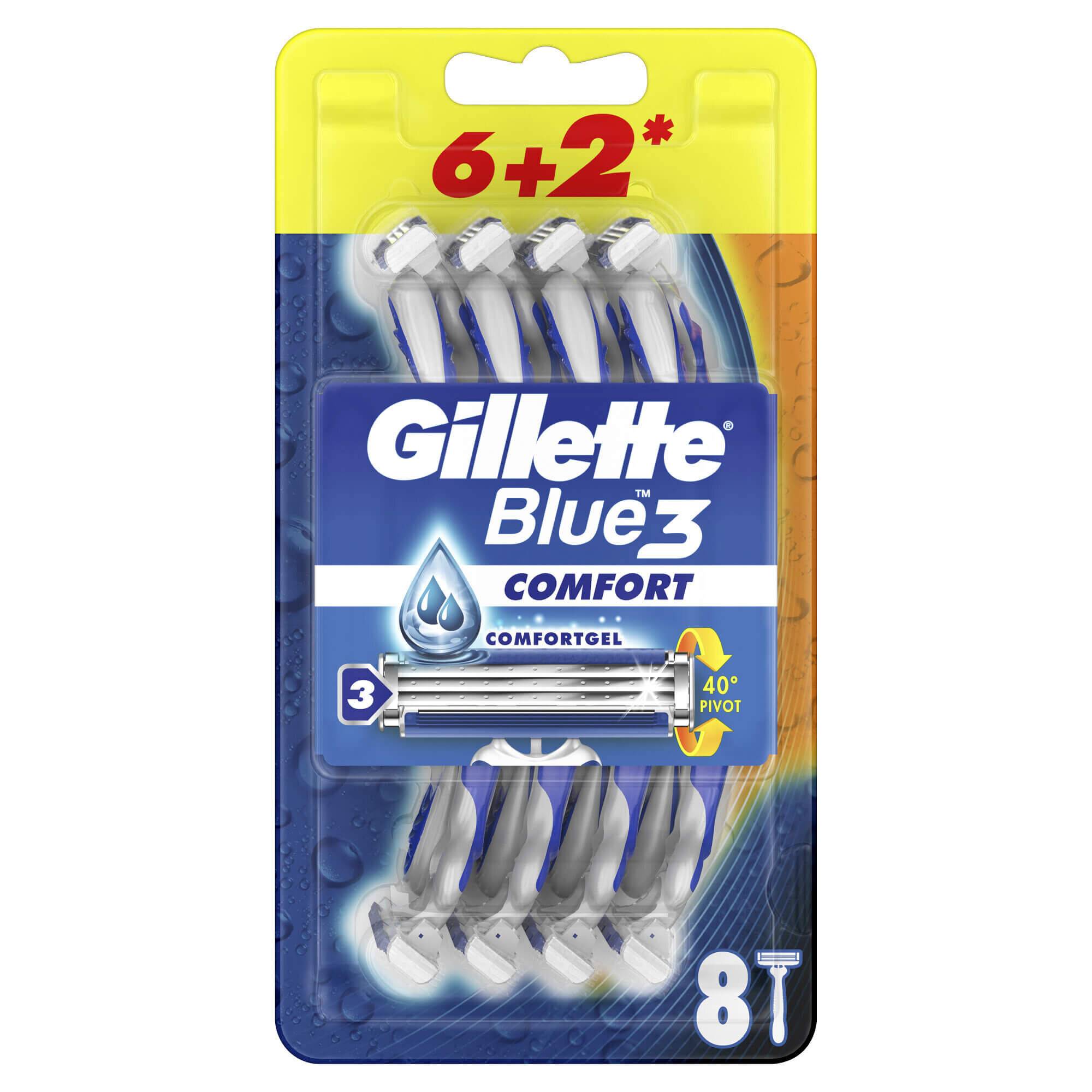 GILLETTE Blau 3 Komfort Einwegrasierer für Männer 8tlg.
