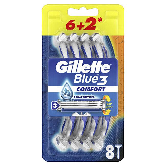 GILLETTE Blau 3 Komfort Einwegrasierer für Männer 8tlg.
