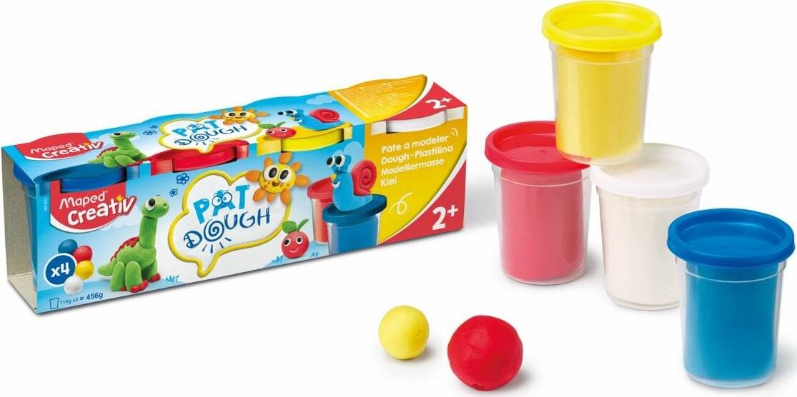 Spiel-Knete Knetset 4er-Set Basic Grundfarben a 114g Patdough