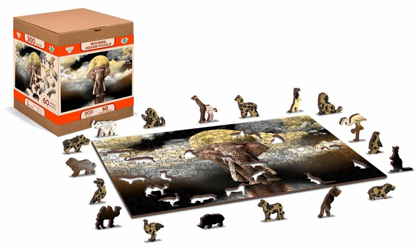 WOODEN CITY Holzpuzzle Elefantenträume 2in1, 75 Teile ECO