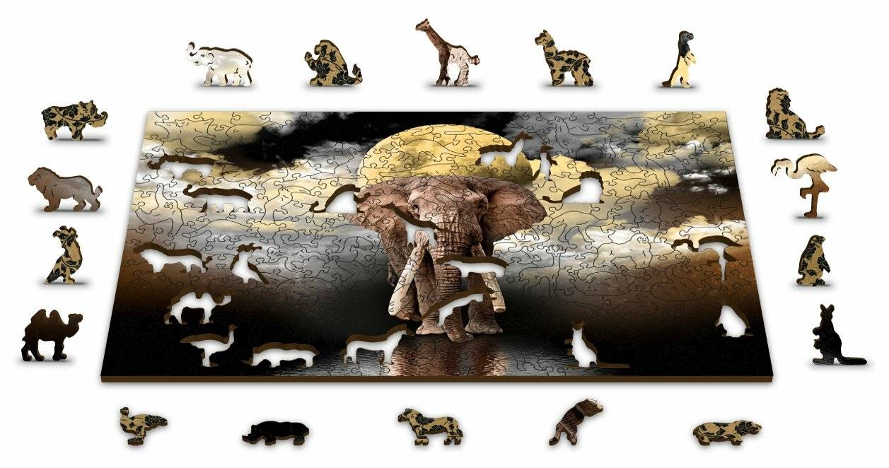 WOODEN CITY Holzpuzzle Elefantenträume 2in1, 150 Teile ECO