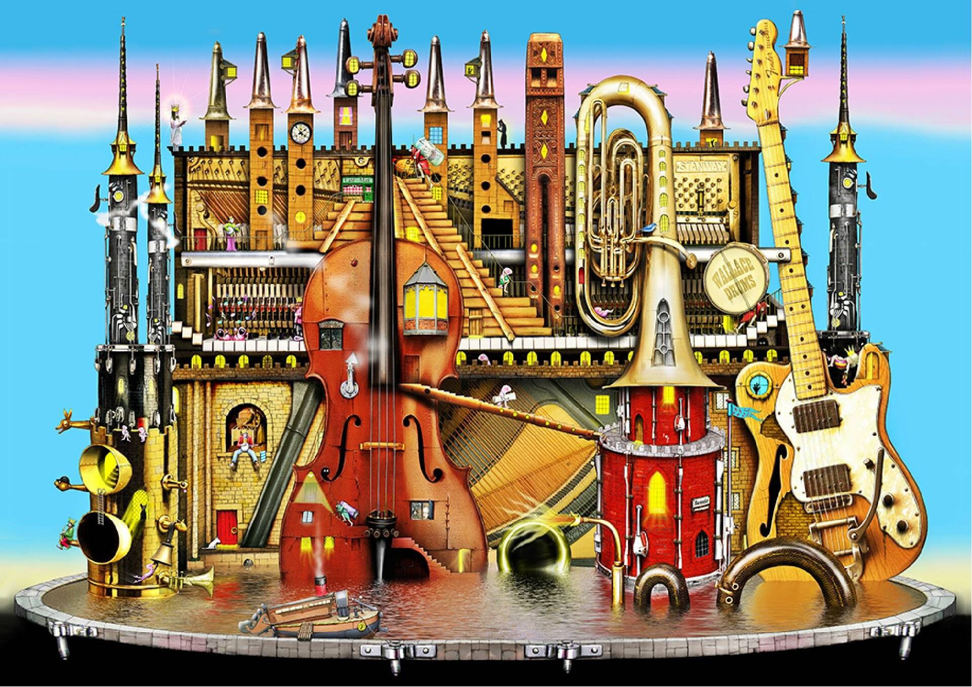 WOODEN CITY Holzpuzzle Musical Castle 2in1, 1010 Teile ECO