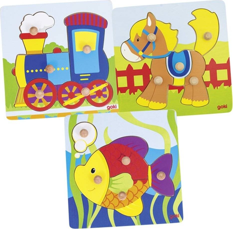 GOKI Holzpuzzle Pferd 5 Stück