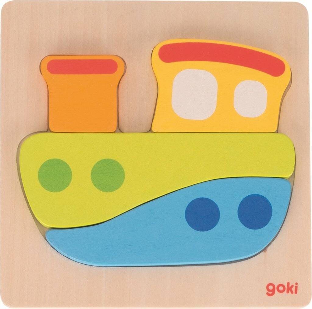 GOKI Holzpuzzle Feuerwehrauto 4 Teile