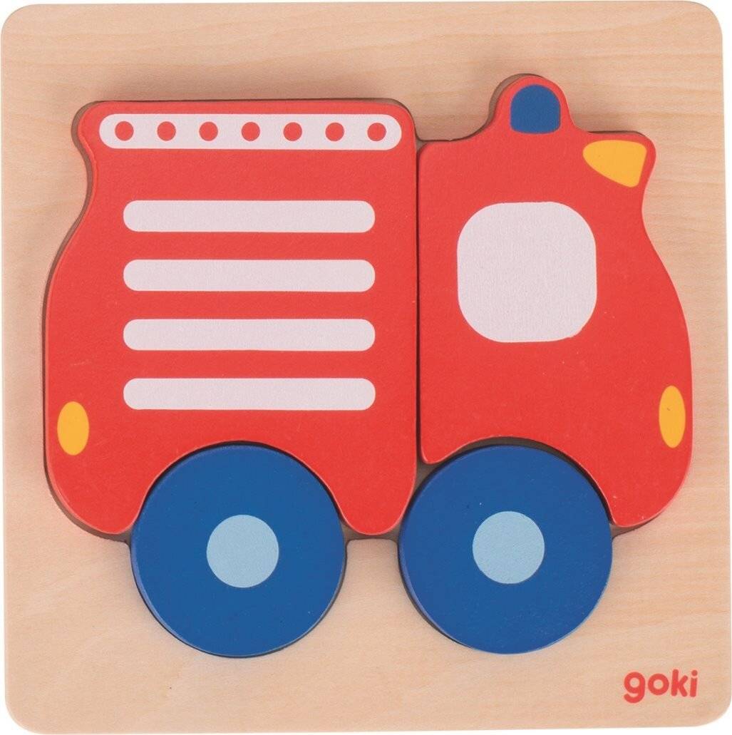 GOKI Holzpuzzle Feuerwehrauto 4 Teile