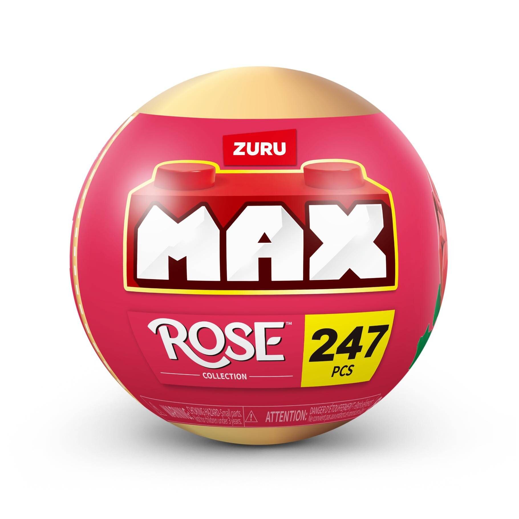 ZURU MAX Rose Collection, 247 Teile' auf einer roten kugelförmigen Spielzeugverpackung.