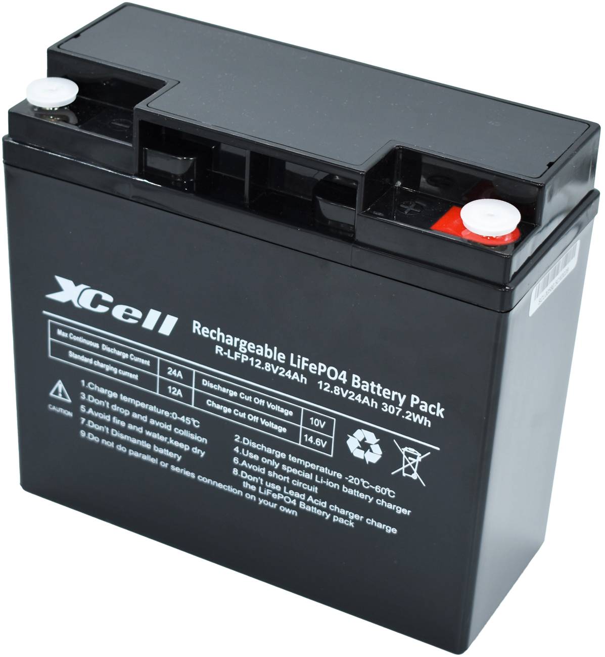 Wiederaufladbares LiFePO4-Batteriepaket mit 12,8V 24Ah Kapazität, mit der Bezeichnung 