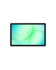 Ein Tablet mit einem Bildschirm, der einen Farbverlauf in kühlen Farben anzeigt, hauptsächlich Grün und Blau.