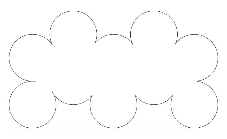 Ein nahtloses Muster aus überlappenden Kreisen und Bögen, die eine gewellte Grenze gegen einen weißen Hintergrund bilden.