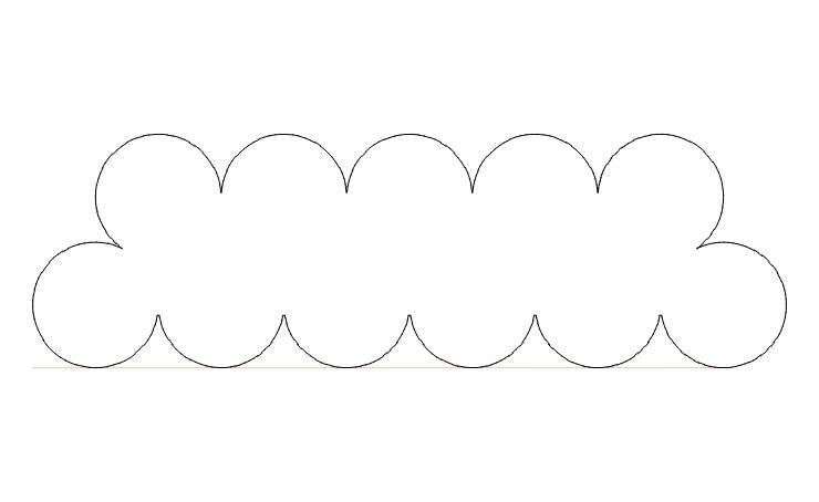 Ein Muster aus miteinander verbundenen Halbkreisen in einer horizontalen Kette.