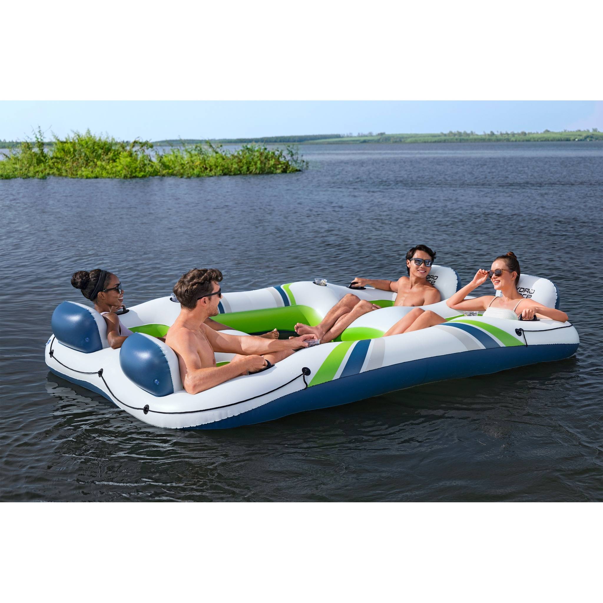 Bestway Hydro-Force Schwimminsel Weiß und Blau und Grün 302 x 219 cm