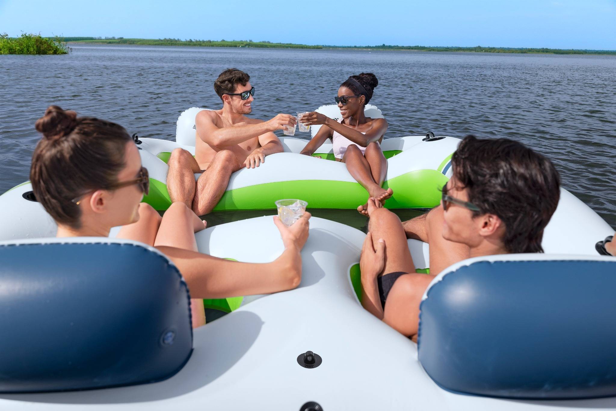 Badeinsel Bestway Wasserlounge Frische Brise 4 Personen Sommerinsel Netzliege mit Netzboden