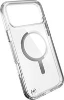 Eine durchsichtige Handyhülle mit kreisförmigem MagSafe-Ring-Design, die eine einfache Befestigung von MagSafe-Zubehör ermöglicht.