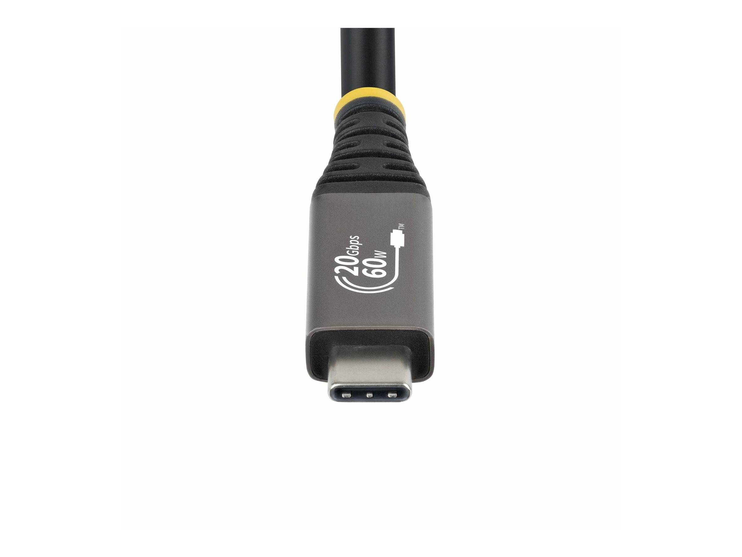 USB-C-Kabelstecker in Nahaufnahme gezeigt, schwarz mit 