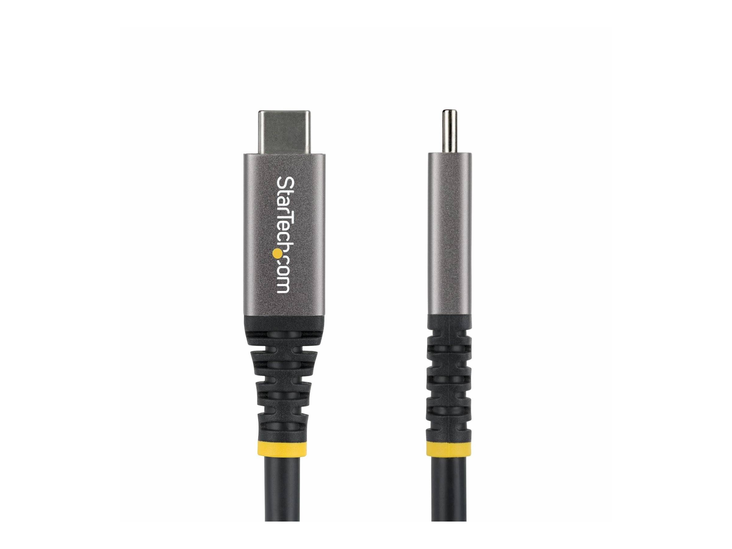 USB-C-Stecker-auf-Stecker-Kabel mit StarTech.com-Branding, auf weißem Hintergrund mit beiden sichtbaren Anschlussenden dargestellt.