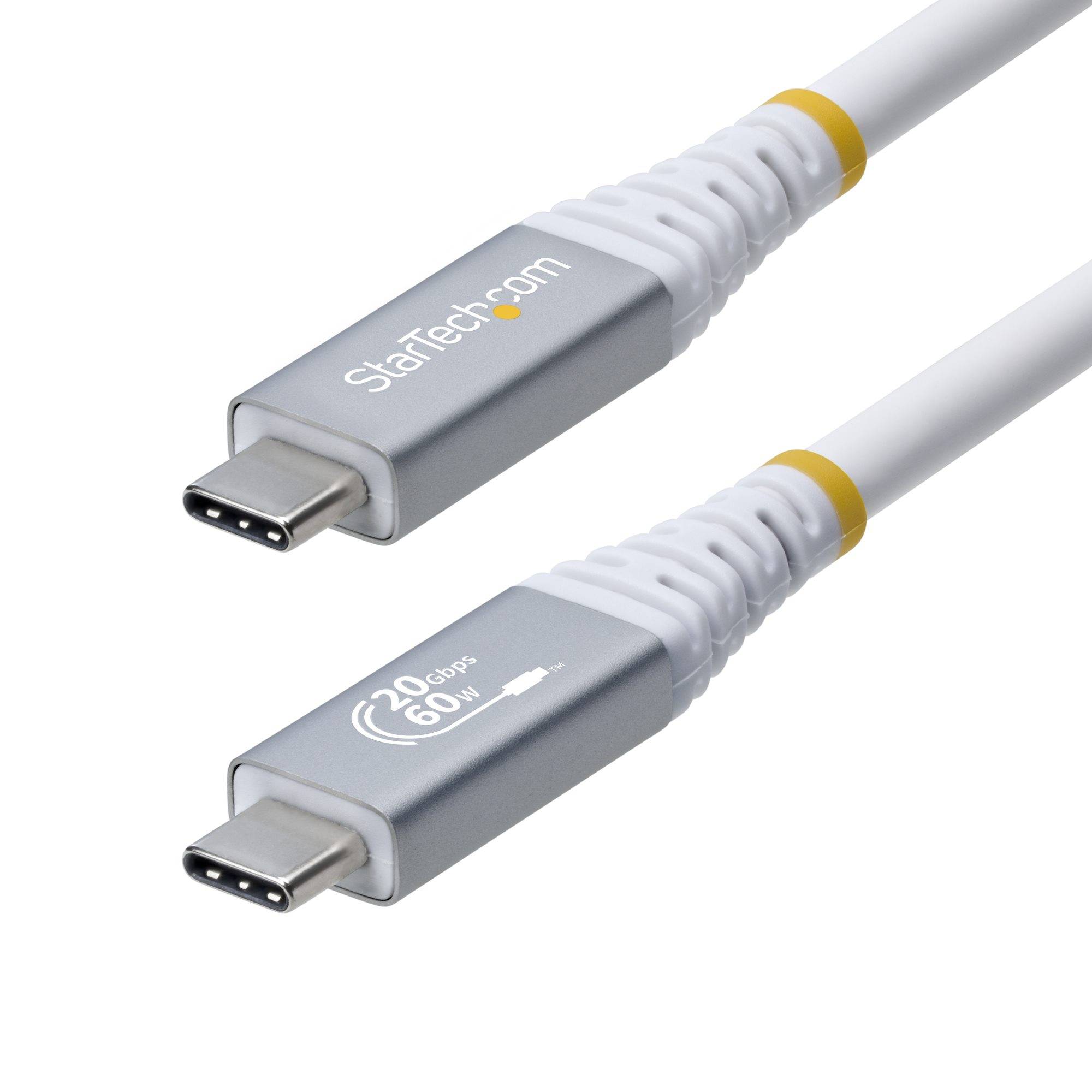 StarTech.com 3m USB4 Kabel, 20Gbps, USB-IF-zertifiziertes USB-C Ladekabel, 60W PD, 4K 120Hz DP2.1 Monitorkabel, TPE-Mantel, Weiß, 3 m, USB C, USB