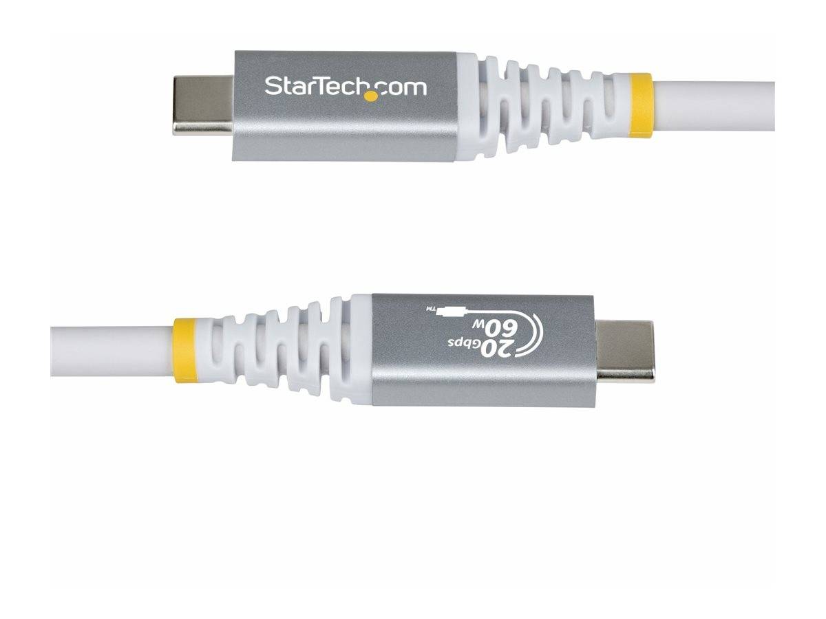 StarTech.com 3m USB4 Kabel, 20Gbps, USB-IF-zertifiziertes USB-C Ladekabel, 60W PD, 4K 120Hz DP2.1 Monitorkabel, TPE-Mantel, Weiß, 3 m, USB C, USB
