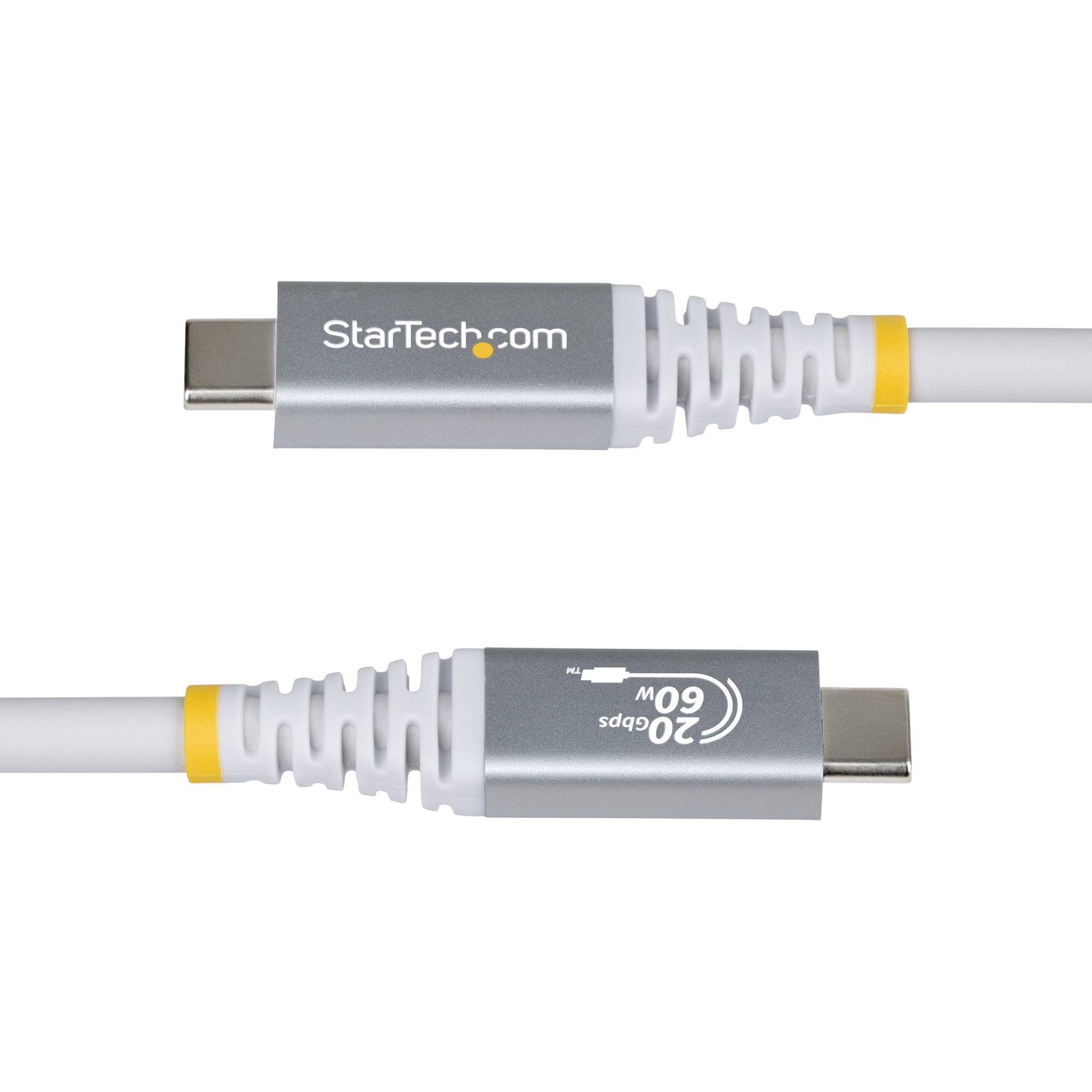 StarTech.com 3m USB4 Kabel, 20Gbps, USB-IF-zertifiziertes USB-C Ladekabel, 60W PD, 4K 120Hz DP2.1 Monitorkabel, TPE-Mantel, Weiß, 3 m, USB C, USB