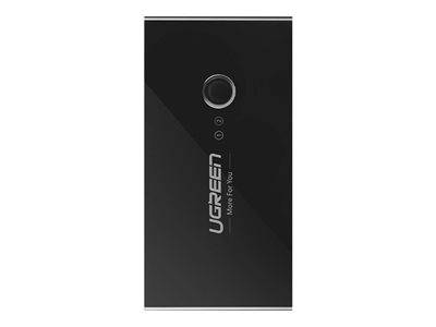 Schwarze rechteckige Powerbank mit der weißen Aufschrift „UGREEN, More for You