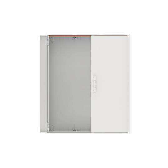 Weiß offener Schrank mit einer Seitentür offen, zeigt ein leeres Inneres.