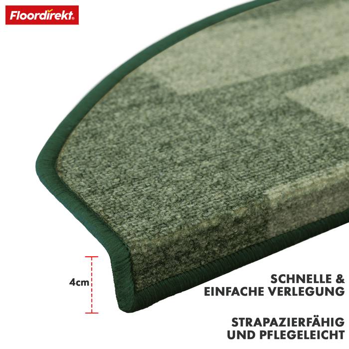 FLOORDIREKT Stufenmatte Via Veneto - Halbrund - Antistatisch & Schalldämmend - Grün