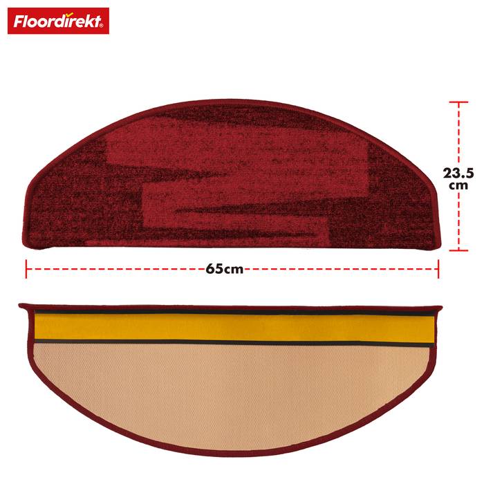 FLOORDIREKT Stufenmatte Via Veneto - Halbrund - Antistatisch & Schalldämmend - Rot