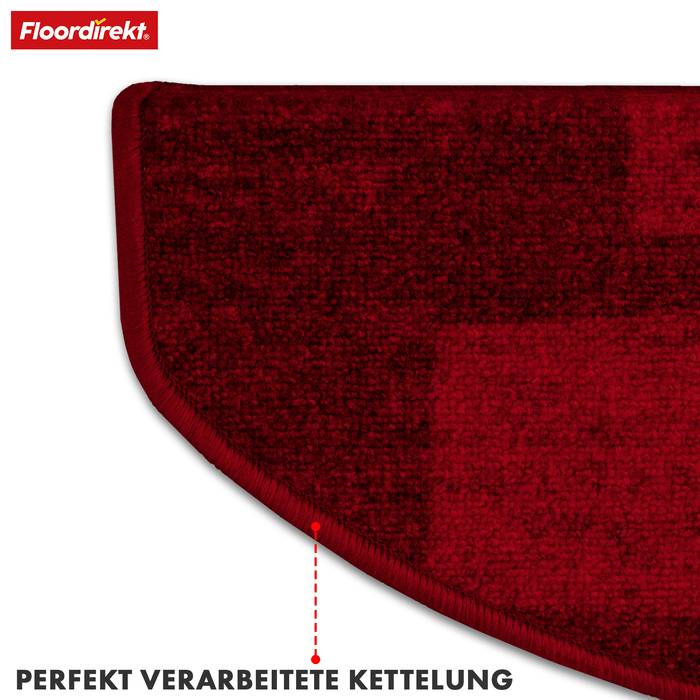 FLOORDIREKT Stufenmatte Via Veneto - Halbrund - Antistatisch & Schalldämmend - Rot