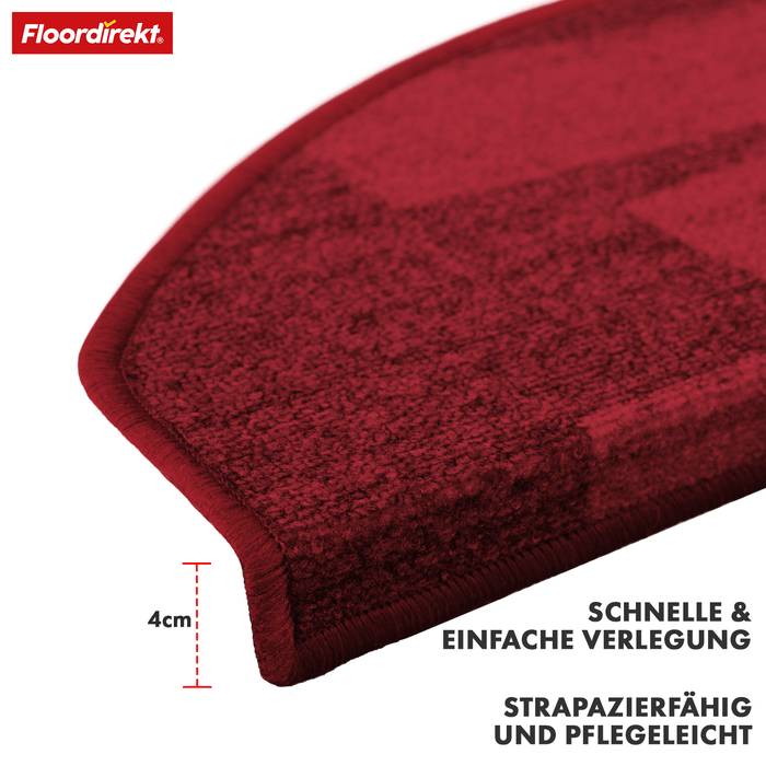 FLOORDIREKT Stufenmatte Via Veneto - Halbrund - Antistatisch & Schalldämmend - Rot