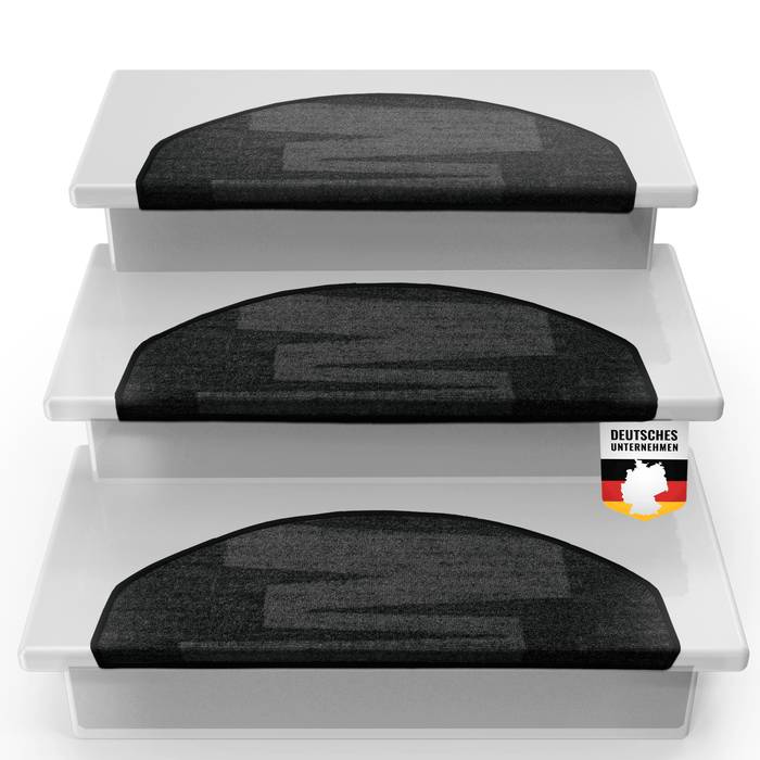 FLOORDIREKT Stufenmatte Via Veneto - Halbrund - Antistatisch & Schalldämmend - Schwarz