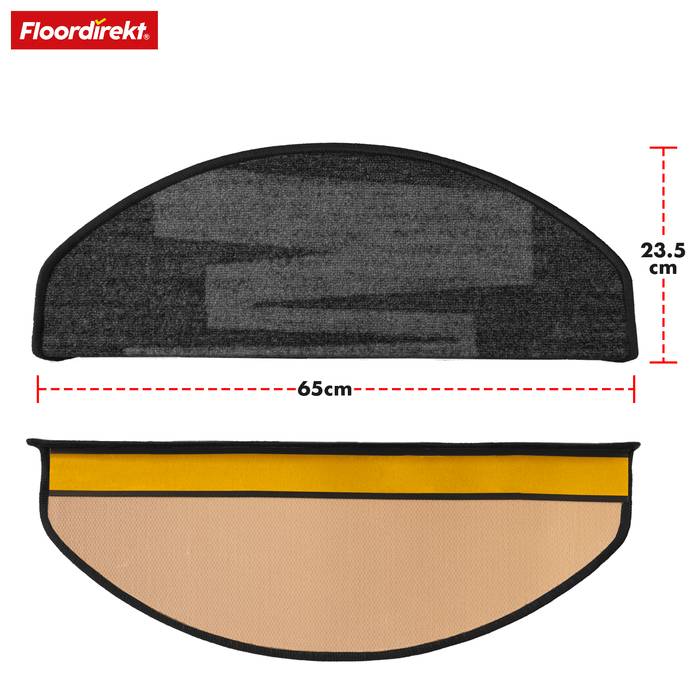 FLOORDIREKT Stufenmatte Via Veneto - Halbrund - Antistatisch & Schalldämmend - Schwarz
