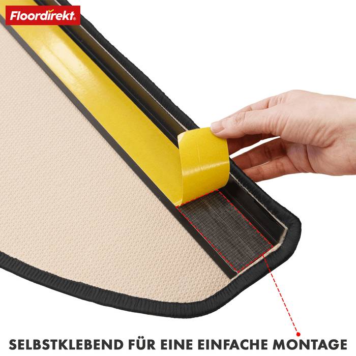 FLOORDIREKT Stufenmatte Via Veneto - Halbrund - Antistatisch & Schalldämmend - Schwarz
