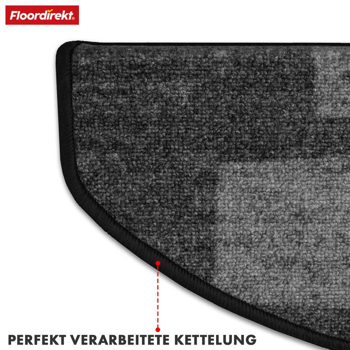 FLOORDIREKT Stufenmatte Via Veneto - Halbrund - Antistatisch & Schalldämmend - Schwarz