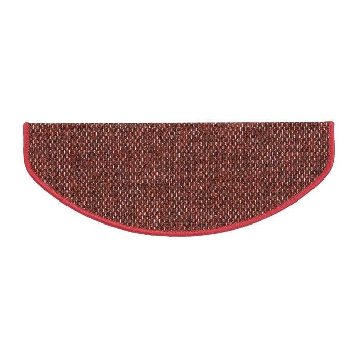 „Halbkreisförmige rot- und braun strukturierte Stufenkante mit rutschfestem Belag.