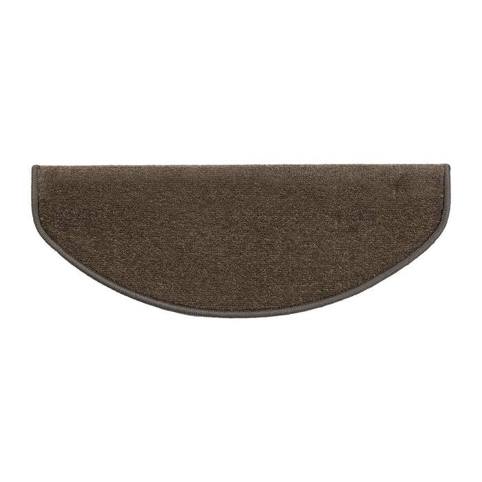 Eine braune, halbkreisförmige Türmatte mit einfachem Design, geeignet zur Platzierung auf einer Stufe oder im Eingangsbereich.