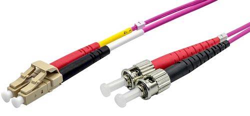 Ekivalan LWL Duplex Patchkabel OM4, 50/125 µm, LC/ST, erikaviolett, 10,0 m