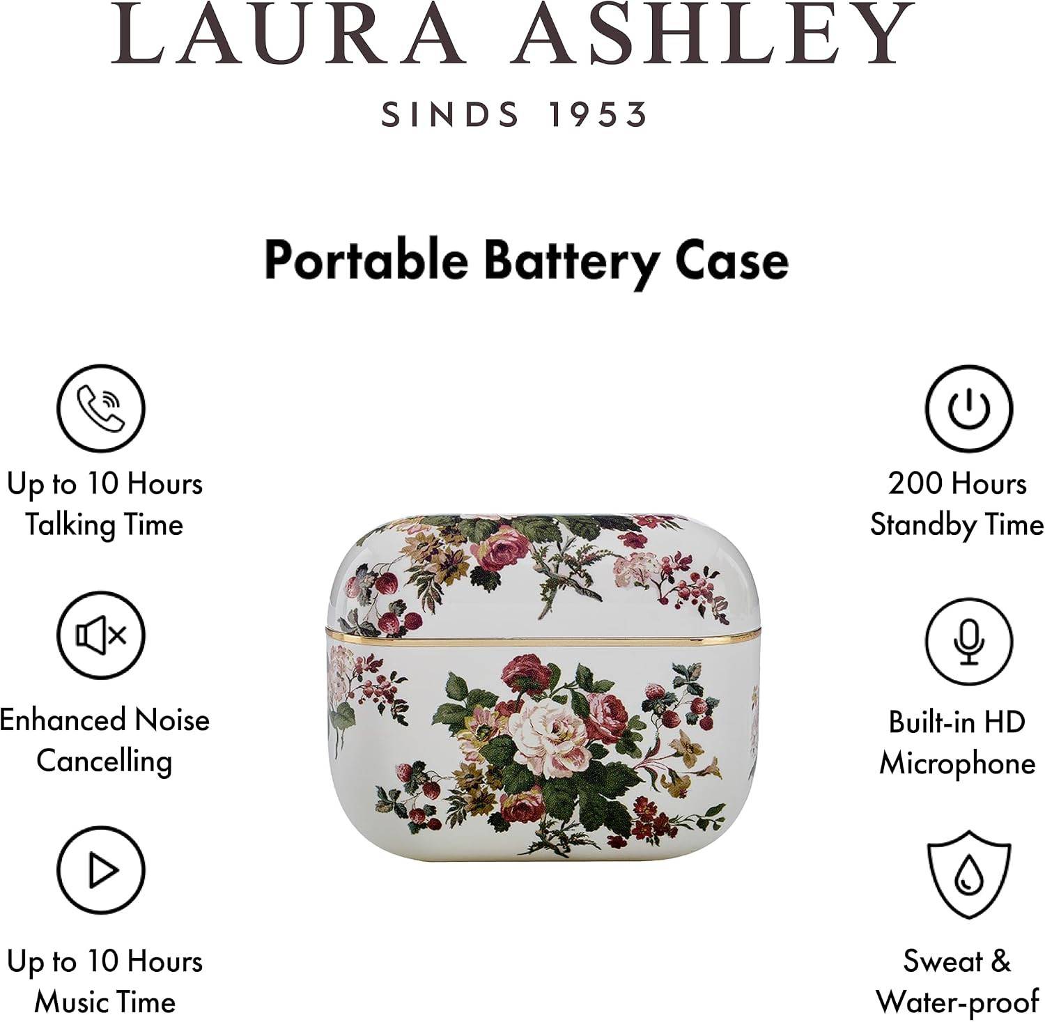Laura Ashley Kabellose Ohrhörer Bluetooth TWS 5.3 für iPhone &amp; Android ENC - Rosemore Weiß